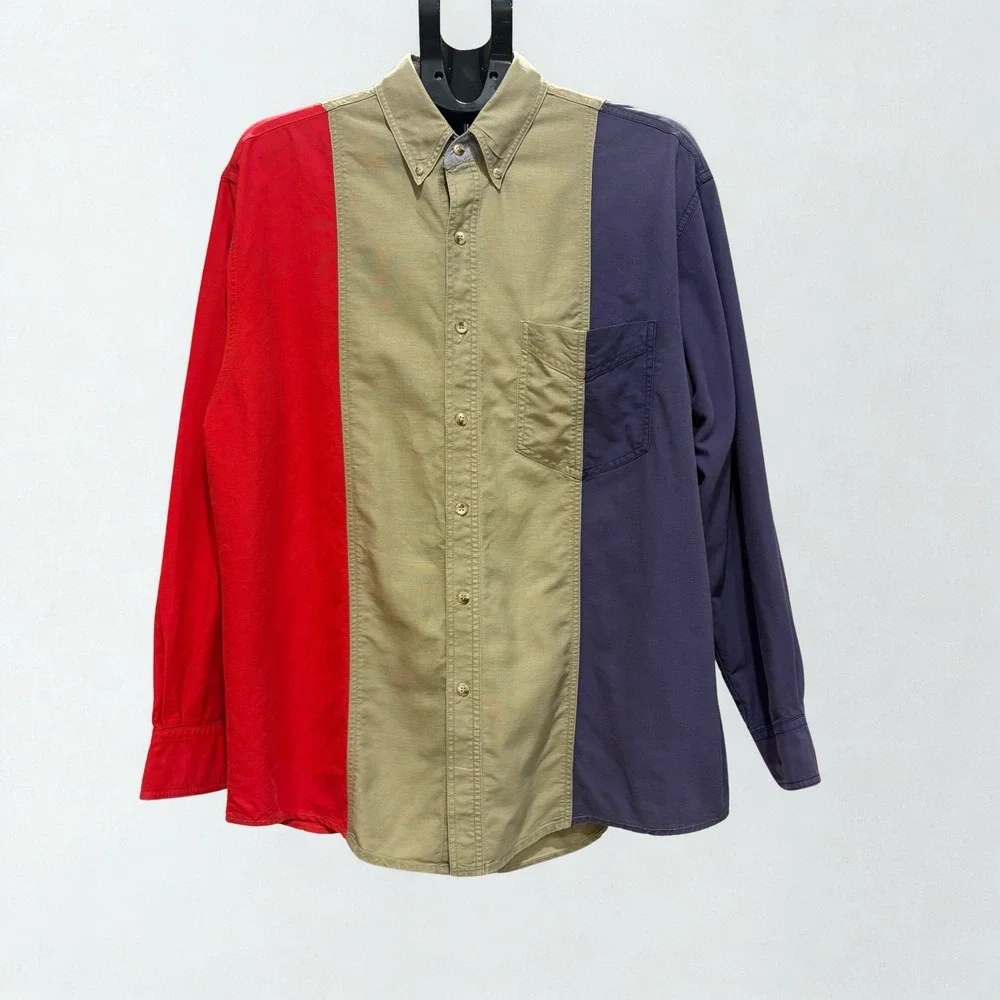 Vintage 90s County Seat JeansWear Men's Button Down Oversized Color Block Medium